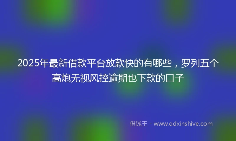 2025年最新借款平台放款快的有哪些，罗列五个高炮无视风控逾期也下款的口子
