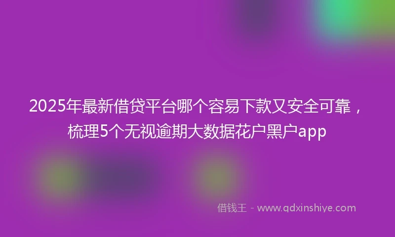 2025年最新借贷平台哪个容易下款又安全可靠，梳理5个无视逾期大数据花户黑户app