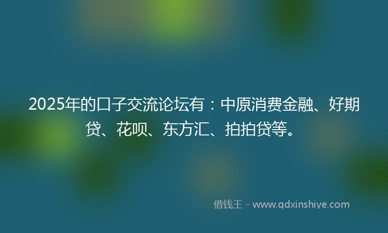 2025年的口子交流论坛有：中原消费金融、好期贷、花呗、东方汇、拍拍贷等。