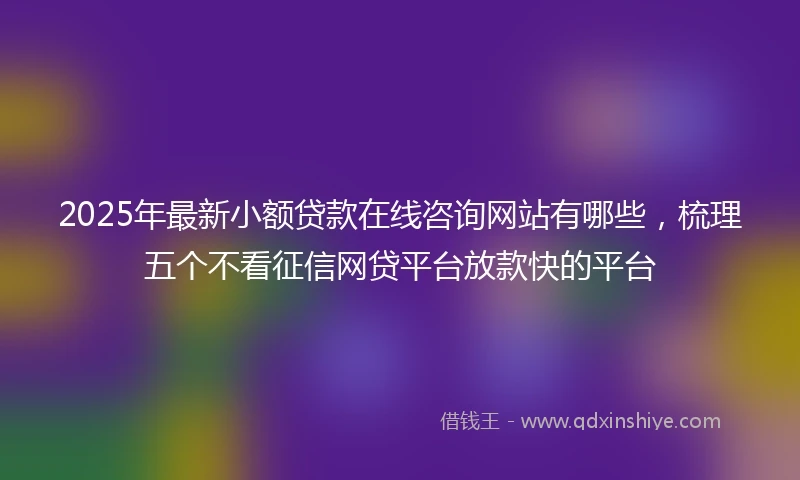 2025年最新小额贷款在线咨询网站有哪些，梳理五个不看征信网贷平台放款快的平台