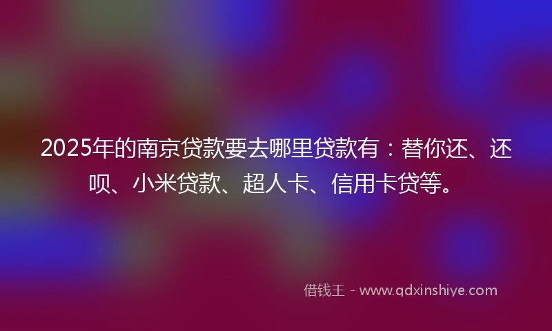 2025年的南京贷款要去哪里贷款有：替你还、还呗、小米贷款、超人卡、信用卡贷等。