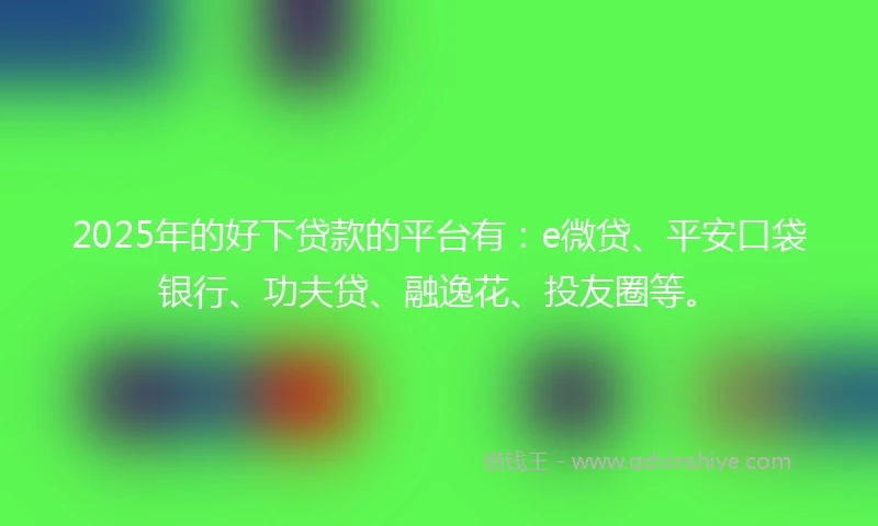 2025年的好下贷款的平台有：e微贷、平安口袋银行、功夫贷、融逸花、投友圈等。