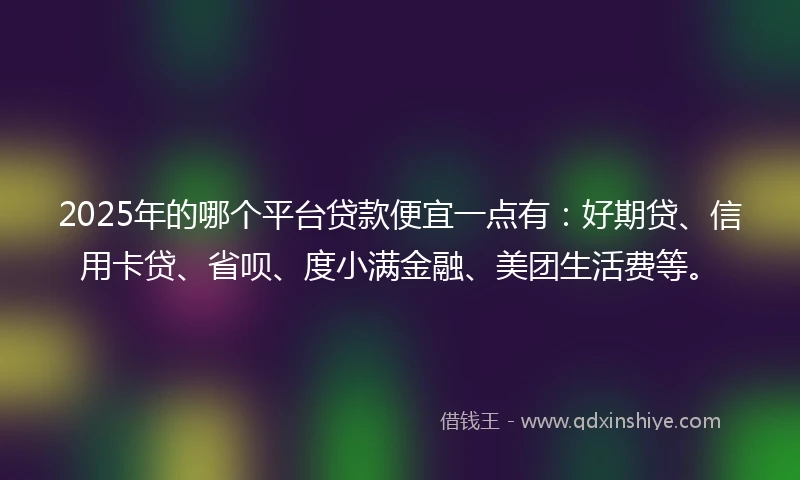 2025年的哪个平台贷款便宜一点有：好期贷、信用卡贷、省呗、度小满金融、美团生活费等。