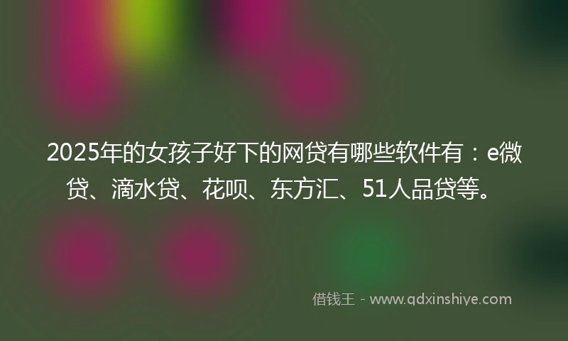 2025年的女孩子好下的网贷有哪些软件有：e微贷、滴水贷、花呗、东方汇、51人品贷等。