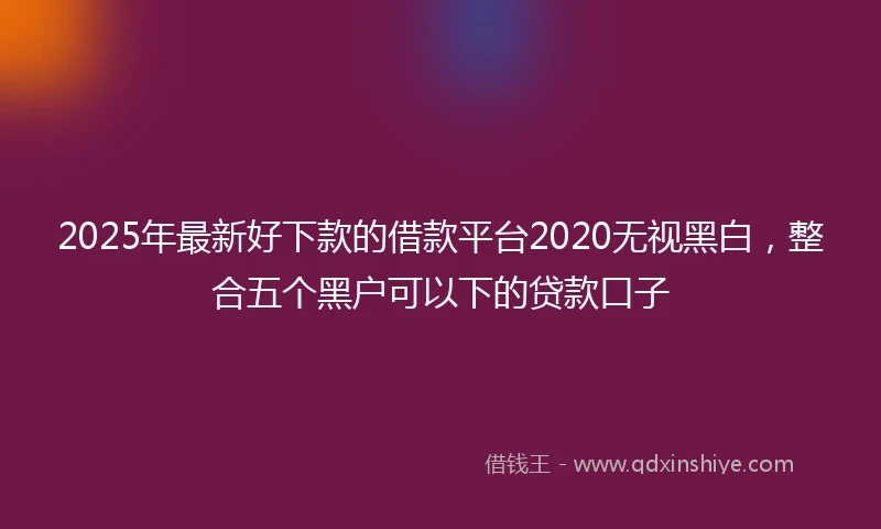 2025年最新好下款的借款平台2020无视黑白，整合五个黑户可以下的贷款口子