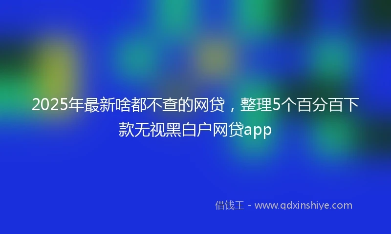 2025年最新啥都不查的网贷，整理5个百分百下款无视黑白户网贷app