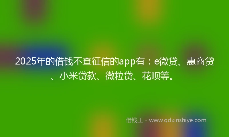 2025年的借钱不查征信的app有：e微贷、惠商贷、小米贷款、微粒贷、花呗等。