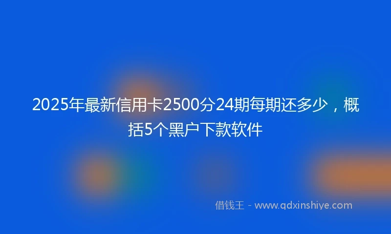 2025年最新信用卡2500分24期每期还多少，概括5个黑户下款软件