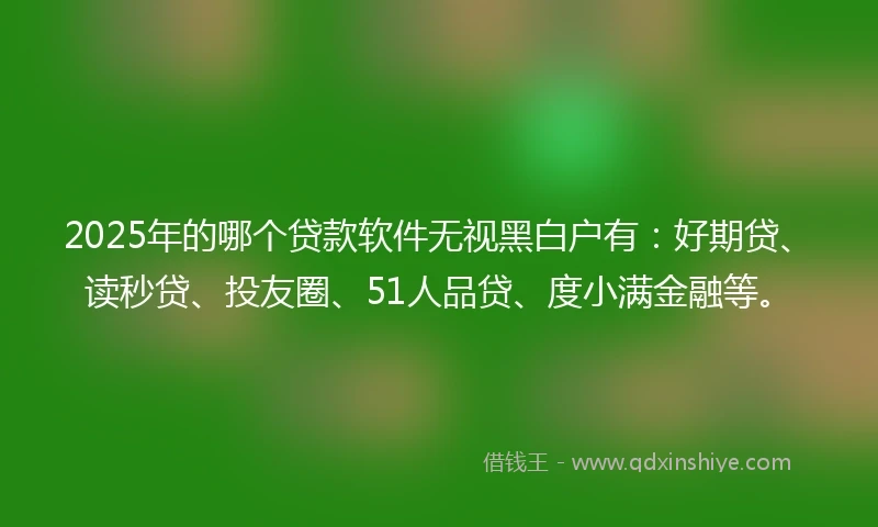 2025年的哪个贷款软件无视黑白户有：好期贷、读秒贷、投友圈、51人品贷、度小满金融等。