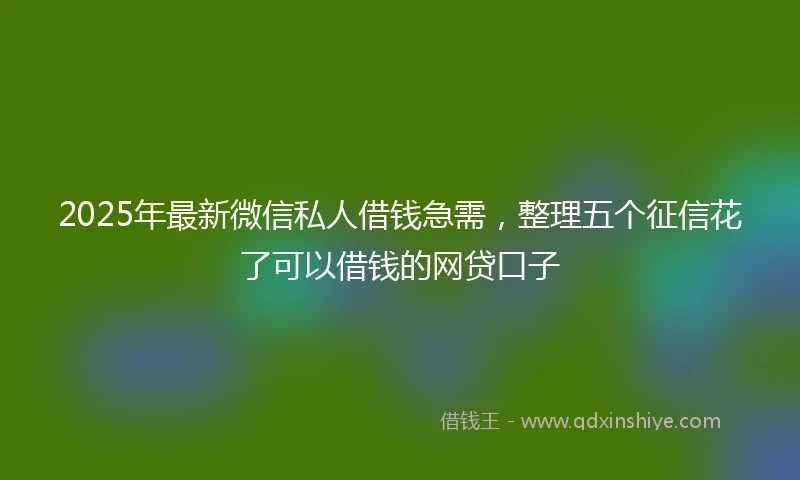 2025年最新微信私人借钱急需，整理五个征信花了可以借钱的网贷口子