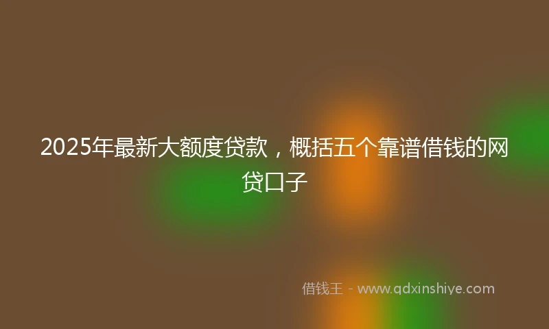 2025年最新大额度贷款，概括五个靠谱借钱的网贷口子