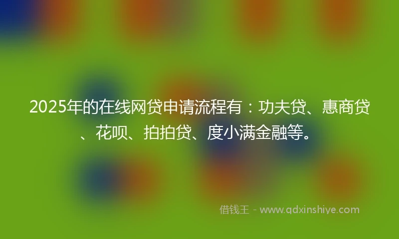 2025年的在线网贷申请流程有：功夫贷、惠商贷、花呗、拍拍贷、度小满金融等。