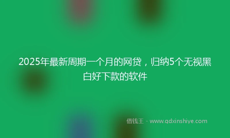 2025年最新周期一个月的网贷，归纳5个无视黑白好下款的软件