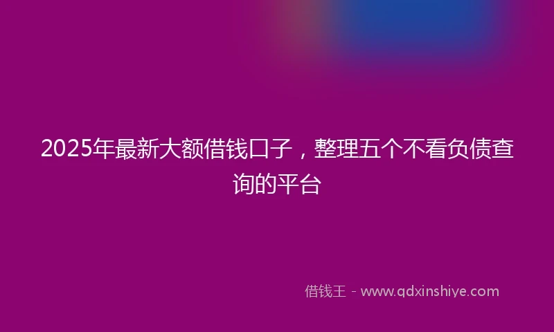 2025年最新大额借钱口子，整理五个不看负债查询的平台