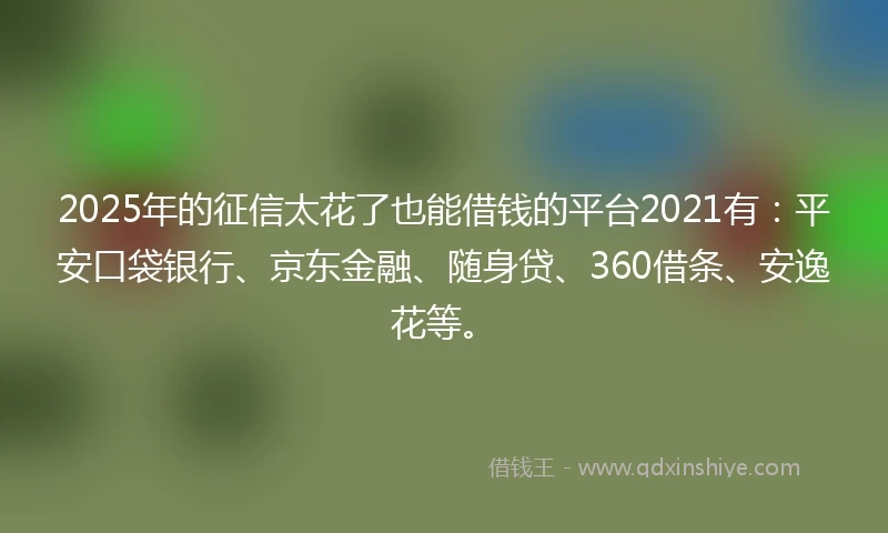 2025年的征信太花了也能借钱的平台2021有：平安口袋银行、京东金融、随身贷、360借条、安逸花等。