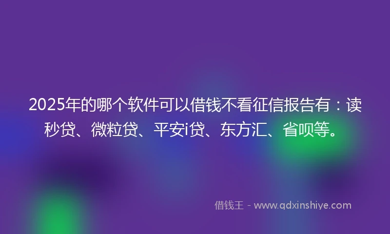2025年的哪个软件可以借钱不看征信报告有：读秒贷、微粒贷、平安i贷、东方汇、省呗等。
