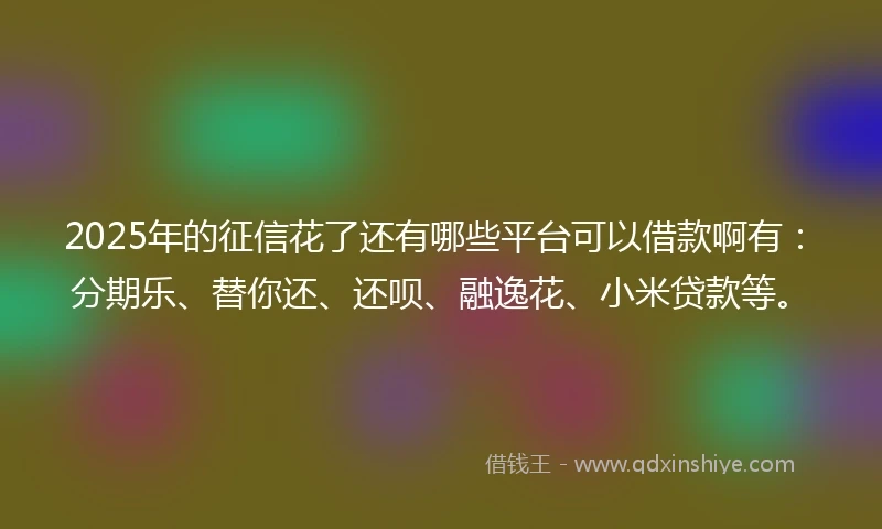 2025年的征信花了还有哪些平台可以借款啊有：分期乐、替你还、还呗、融逸花、小米贷款等。