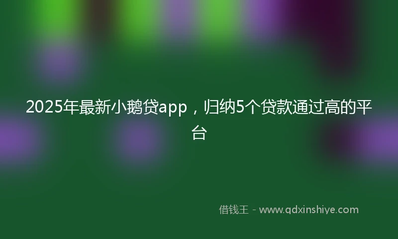 2025年最新小鹅贷app，归纳5个贷款通过高的平台