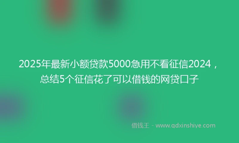 2025年最新小额贷款5000急用不看征信2024，总结5个征信花了可以借钱的网贷口子