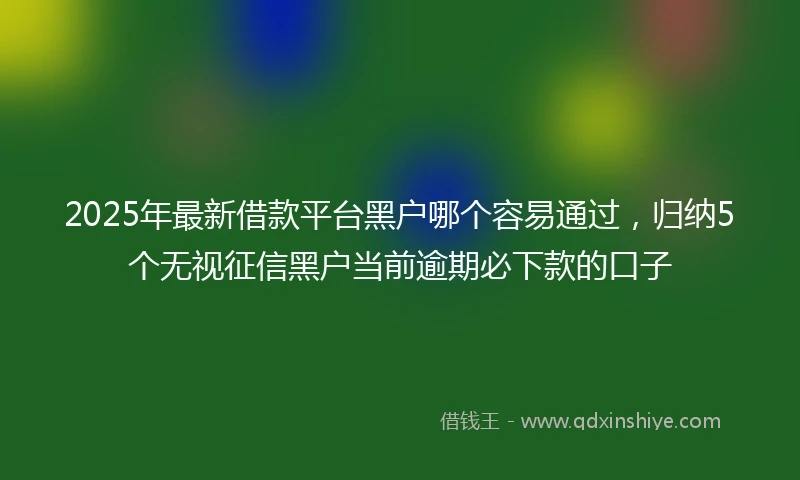 2025年最新借款平台黑户哪个容易通过，归纳5个无视征信黑户当前逾期必下款的口子