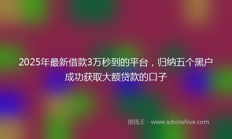 2025年最新借款3万秒到的平台，归纳五个黑户成功获取大额贷款的口子