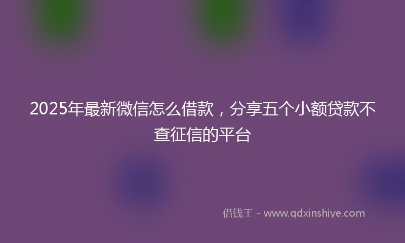 2025年最新微信怎么借款，分享五个小额贷款不查征信的平台