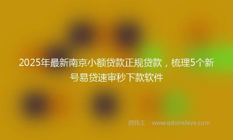 2025年最新南京小额贷款正规贷款，梳理5个新号易贷速审秒下款软件