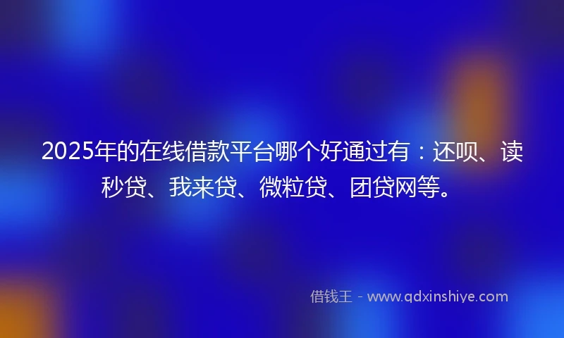 2025年的在线借款平台哪个好通过有：还呗、读秒贷、我来贷、微粒贷、团贷网等。