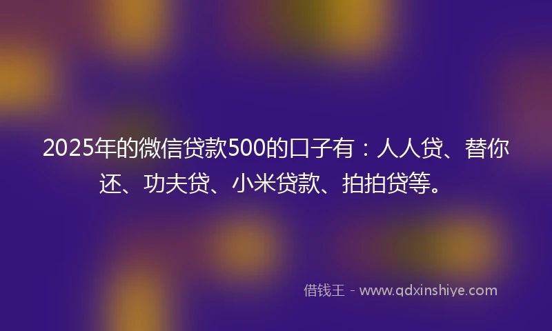 2025年的微信贷款500的口子有：人人贷、替你还、功夫贷、小米贷款、拍拍贷等。
