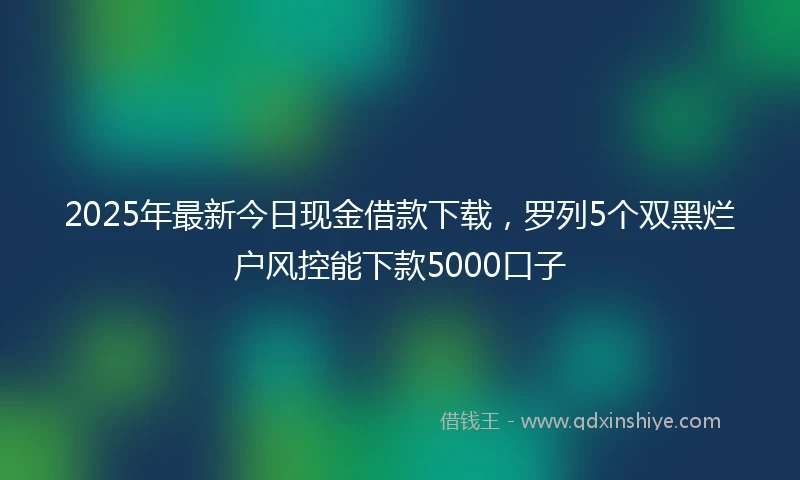 2025年最新今日现金借款下载，罗列5个双黑烂户风控能下款5000口子