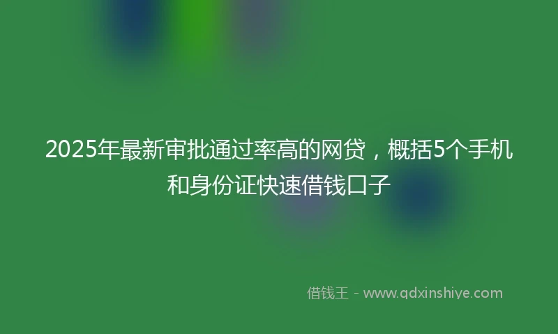 2025年最新审批通过率高的网贷，概括5个手机和身份证快速借钱口子