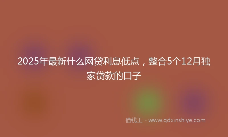 2025年最新什么网贷利息低点，整合5个12月独家贷款的口子