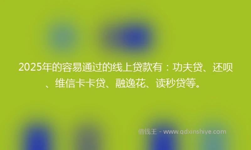 2025年的容易通过的线上贷款有：功夫贷、还呗、维信卡卡贷、融逸花、读秒贷等。