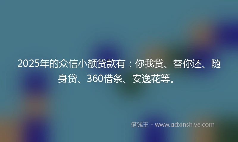 2025年的众信小额贷款有：你我贷、替你还、随身贷、360借条、安逸花等。