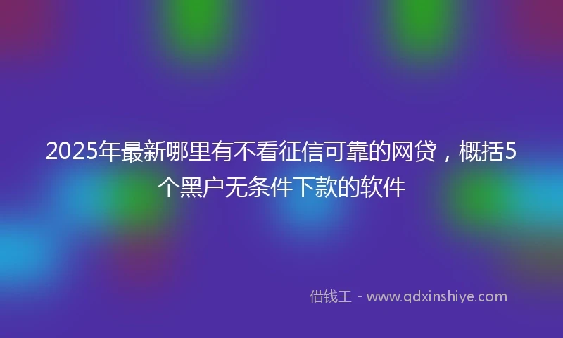 2025年最新哪里有不看征信可靠的网贷，概括5个黑户无条件下款的软件
