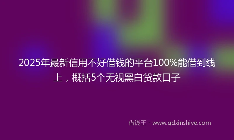 2025年最新信用不好借钱的平台100%能借到线上，概括5个无视黑白贷款口子
