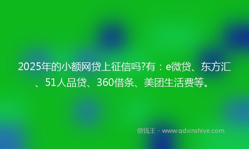 2025年的小额网贷上征信吗?有：e微贷、东方汇、51人品贷、360借条、美团生活费等。