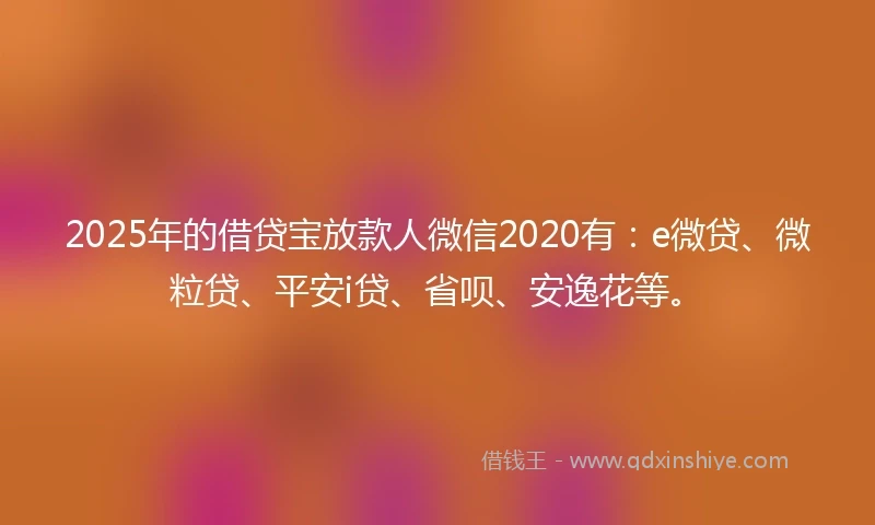 2025年的借贷宝放款人微信2020有：e微贷、微粒贷、平安i贷、省呗、安逸花等。