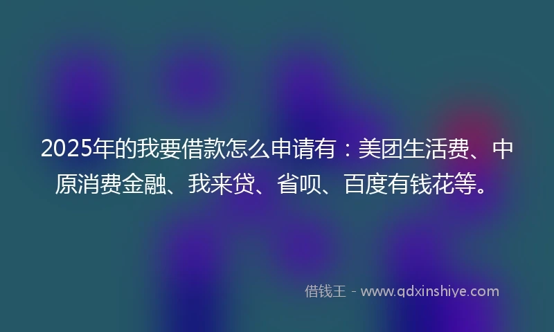 2025年的我要借款怎么申请有：美团生活费、中原消费金融、我来贷、省呗、百度有钱花等。