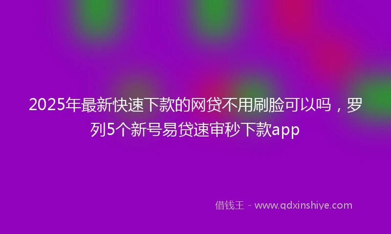 2025年最新快速下款的网贷不用刷脸可以吗，罗列5个新号易贷速审秒下款app