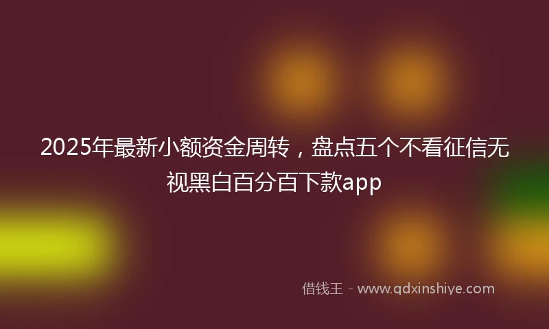 2025年最新小额资金周转，盘点五个不看征信无视黑白百分百下款app