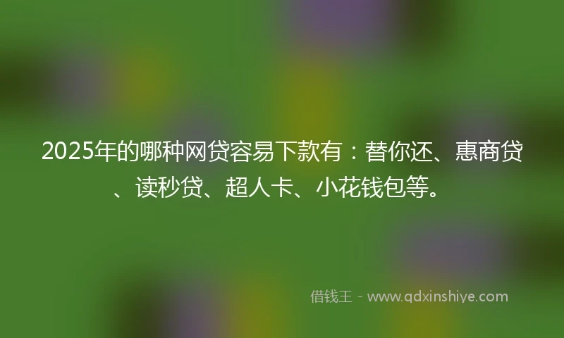 2025年的哪种网贷容易下款有：替你还、惠商贷、读秒贷、超人卡、小花钱包等。