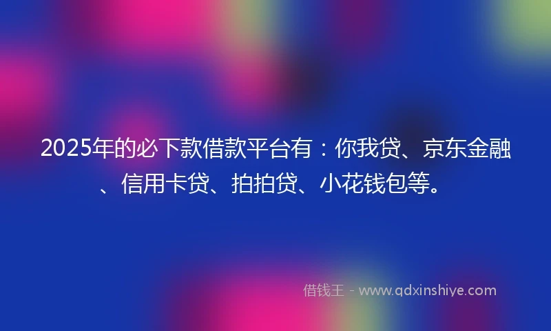 2025年的必下款借款平台有：你我贷、京东金融、信用卡贷、拍拍贷、小花钱包等。