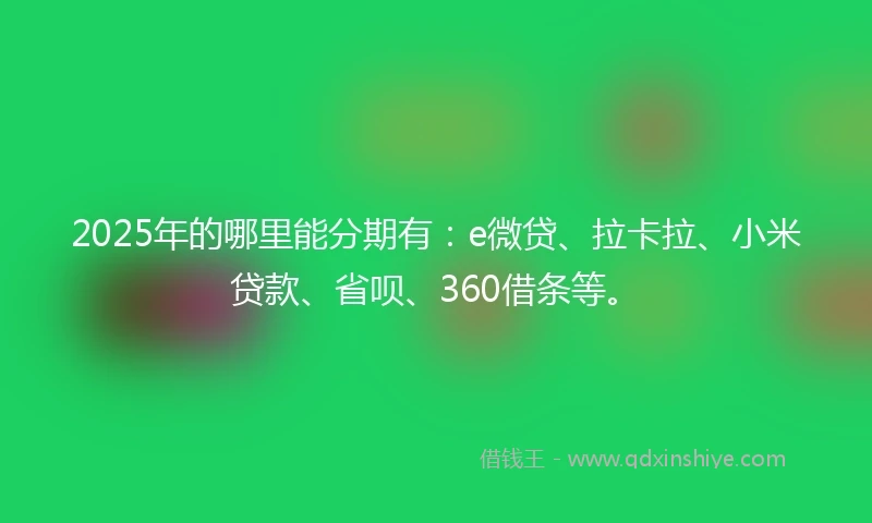 2025年的哪里能分期有：e微贷、拉卡拉、小米贷款、省呗、360借条等。