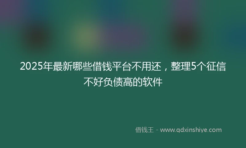 2025年最新哪些借钱平台不用还，整理5个征信不好负债高的软件