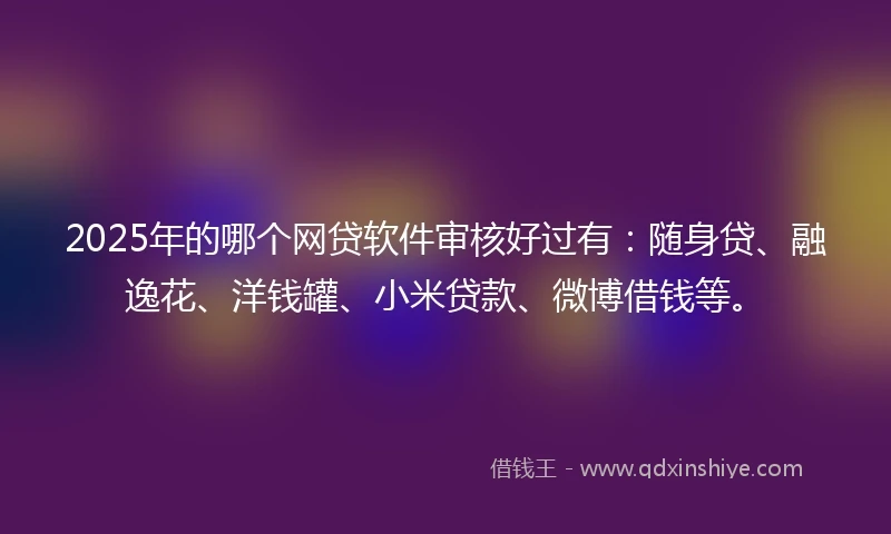 2025年的哪个网贷软件审核好过有：随身贷、融逸花、洋钱罐、小米贷款、微博借钱等。