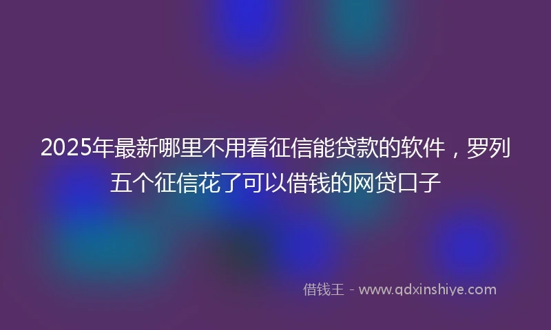 2025年最新哪里不用看征信能贷款的软件，罗列五个征信花了可以借钱的网贷口子