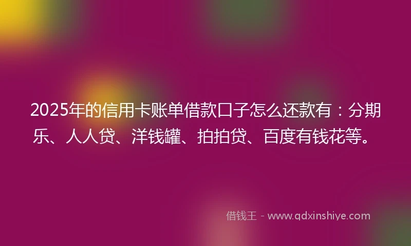 2025年的信用卡账单借款口子怎么还款有：分期乐、人人贷、洋钱罐、拍拍贷、百度有钱花等。