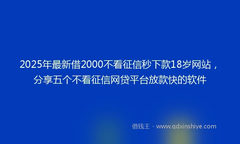 2025年最新借2000不看征信秒下款18岁网站，分享五个不看征信网贷平台放款快的软件