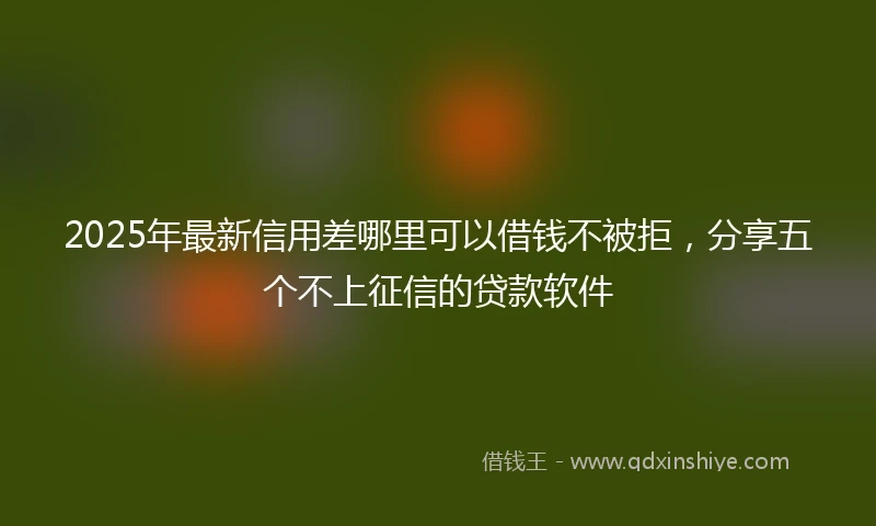2025年最新信用差哪里可以借钱不被拒，分享五个不上征信的贷款软件